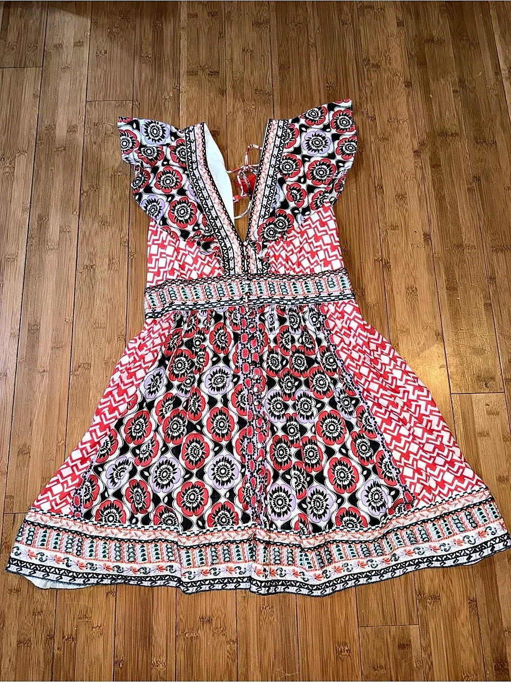 Anthropologie Flutter Printed Mini Dress Size 8